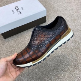 Berluti New Plaid Calf Leather Sneakers For Men Brown