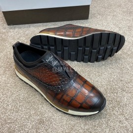Berluti New Plaid Calf Leather Sneakers For Men Brown