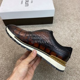 Berluti New Plaid Calf Leather Sneakers For Men Brown