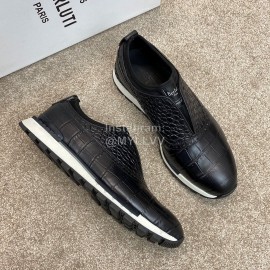 Berluti New Plaid Calf Leather Sneakers For Men Black