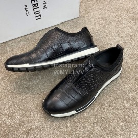 Berluti New Plaid Calf Leather Sneakers For Men Black