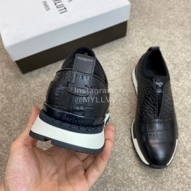 Berluti New Plaid Calf Leather Sneakers For Men Black