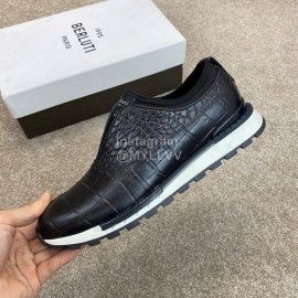 Berluti New Plaid Calf Leather Sneakers For Men Black