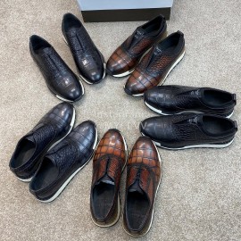 Berluti New Plaid Calf Leather Sneakers For Men Black