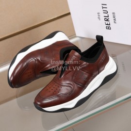 Berluti New Calf Leather Thick Soled Sneakers For Men Brown