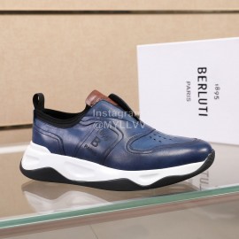 Berluti New Calf Leather Thick Soled Sneakers For Men Blue