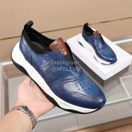 Berluti New Calf Leather Thick Soled Sneakers For Men Blue
