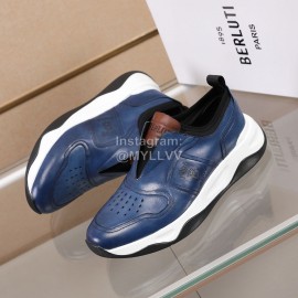 Berluti New Calf Leather Thick Soled Sneakers For Men Blue