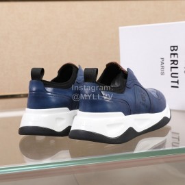 Berluti New Calf Leather Thick Soled Sneakers For Men Blue