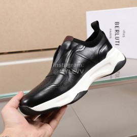 Berluti New Calf Leather Thick Soled Sneakers For Men Black