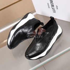 Berluti New Calf Leather Thick Soled Sneakers For Men Black