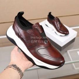 Berluti Calf Leather Thick Soled Sneakers For Men Brown