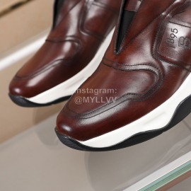 Berluti Calf Leather Thick Soled Sneakers For Men Brown