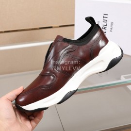 Berluti Calf Leather Thick Soled Sneakers For Men Brown
