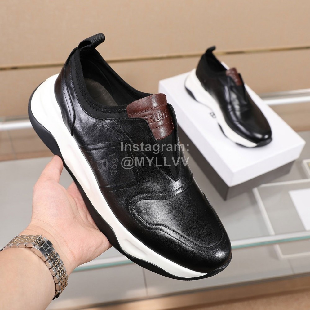 Berluti Calf Leather Thick Soled Sneakers For Men Black