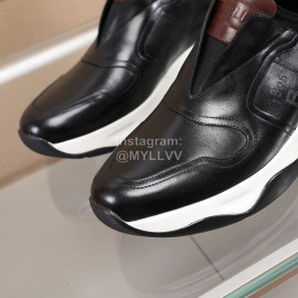 Berluti Calf Leather Thick Soled Sneakers For Men Black