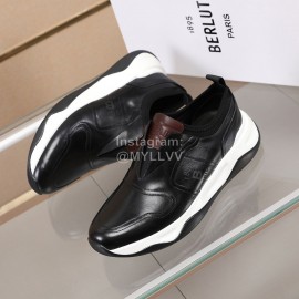 Berluti Calf Leather Thick Soled Sneakers For Men Black