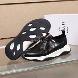 Berluti Calf Leather Thick Soled Sneakers For Men Black