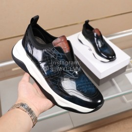 Berluti Printed Calf Leather Thick Soled Sneakers For Men Blue