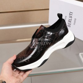 Berluti Printed Calf Leather Thick Soled Sneakers For Men Brown