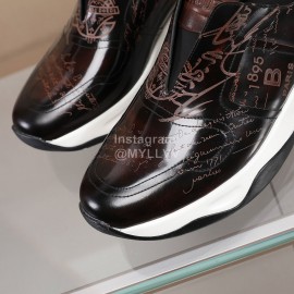 Berluti Printed Calf Leather Thick Soled Sneakers For Men Brown