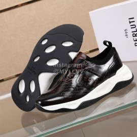 Berluti Printed Calf Leather Thick Soled Sneakers For Men Brown