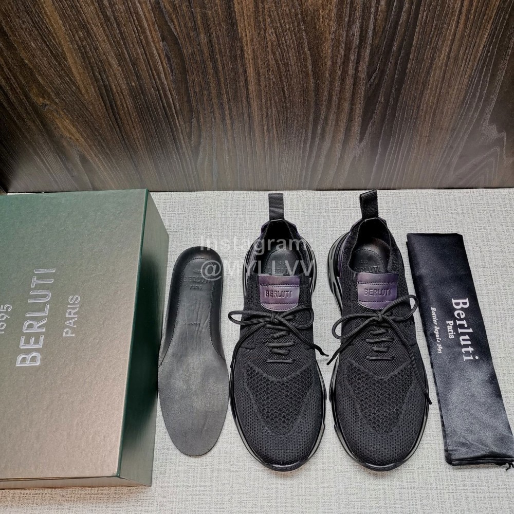 Berluti Shadow Knitted Leather Sneakers For Men Black