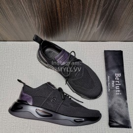 Berluti Shadow Knitted Leather Sneakers For Men Black