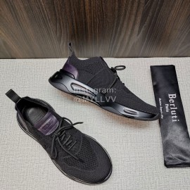 Berluti Shadow Knitted Leather Sneakers For Men Black