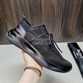 Berluti Shadow Knitted Leather Sneakers For Men Black