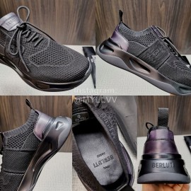 Berluti Shadow Knitted Leather Sneakers For Men Black