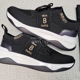 Berluti Shadow Knitted Leather Black Sneakers For Men 