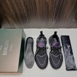 Berluti Shadow Knitted Leather Sneakers For Men Gray