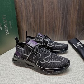 Berluti Shadow Knitted Leather Sneakers For Men Gray