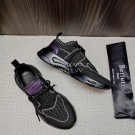 Berluti Shadow Knitted Leather Sneakers For Men Gray