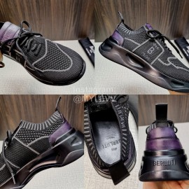 Berluti Shadow Knitted Leather Sneakers For Men Gray