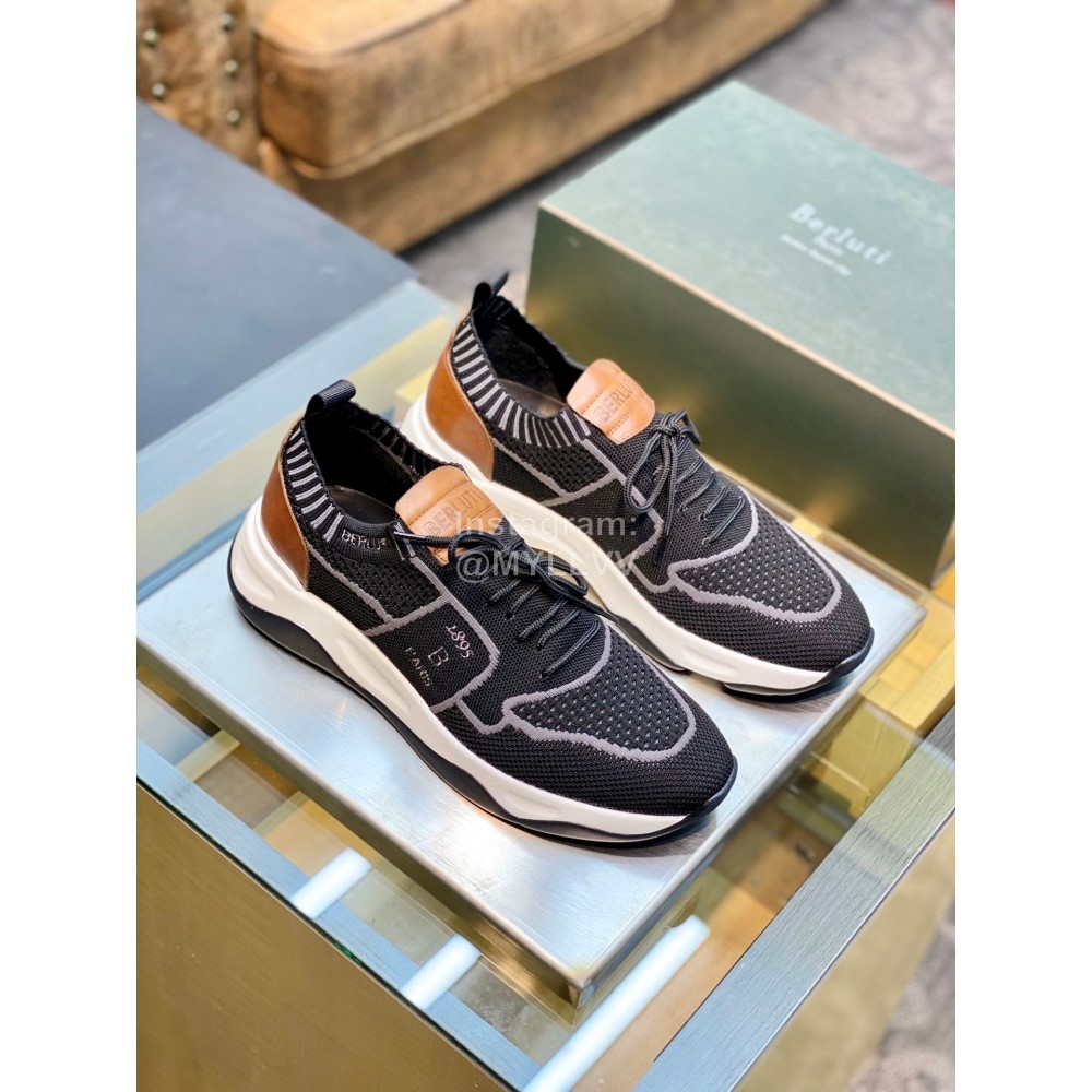 Berluti Shadow Light Knitted Leather Sneakers For Men 