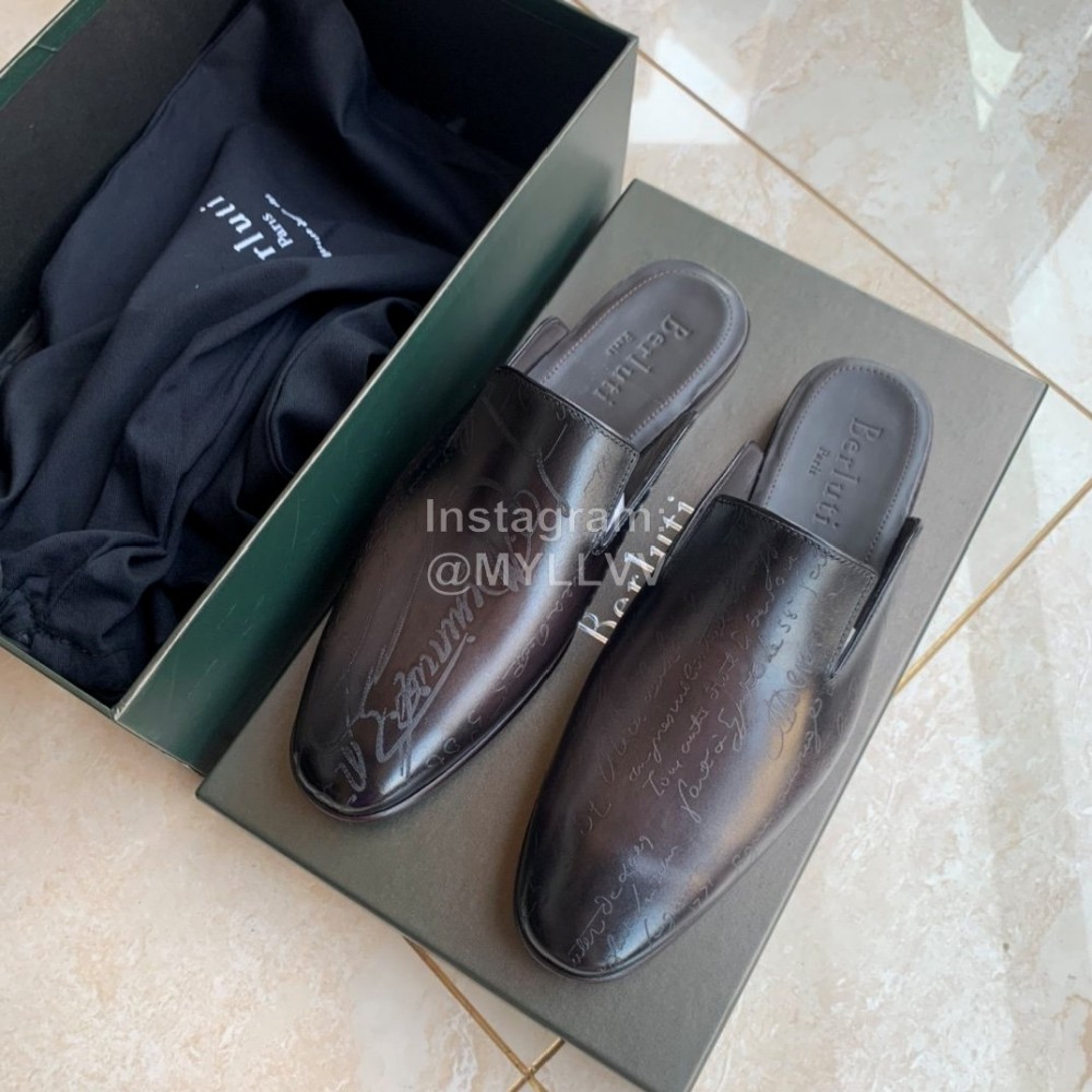 Berluti Printed Venezia Schritto Cowhide Casual Scandals For Men Black