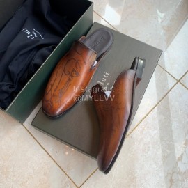 Berluti Printed Venezia Schritto Cowhide Casual Scandals For Men Coffee