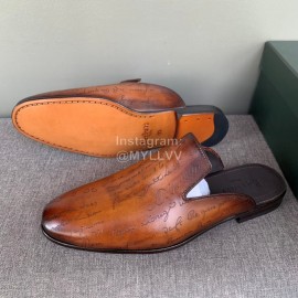 Berluti Printed Venezia Schritto Cowhide Casual Scandals For Men Coffee