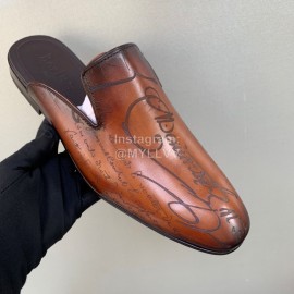 Berluti Printed Venezia Schritto Cowhide Casual Scandals For Men Coffee