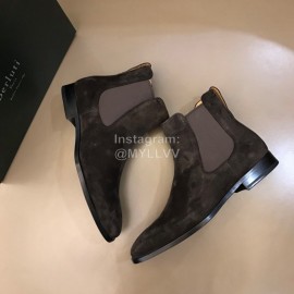 Berluti Autumn Winter Calf Leather Velvet Boots For Men Dark Gray
