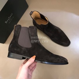 Berluti Autumn Winter Calf Leather Velvet Boots For Men Dark Gray