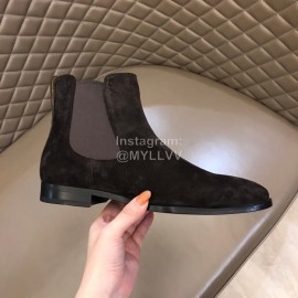 Berluti Autumn Winter Calf Leather Velvet Boots For Men Dark Gray