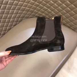 Berluti Autumn Winter Calf Leather Velvet Boots For Men Dark Gray