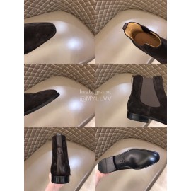 Berluti Autumn Winter Calf Leather Velvet Boots For Men Dark Gray