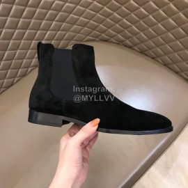 Berluti Autumn Winter Calf Leather Velvet Boots For Men Black