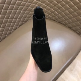 Berluti Autumn Winter Calf Leather Velvet Boots For Men Black