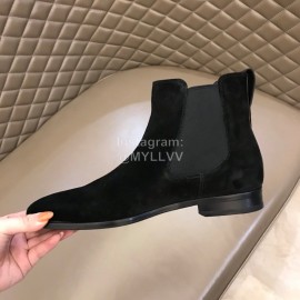 Berluti Autumn Winter Calf Leather Velvet Boots For Men Black
