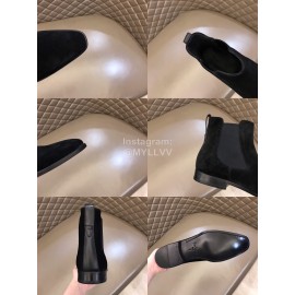 Berluti Autumn Winter Calf Leather Velvet Boots For Men Black